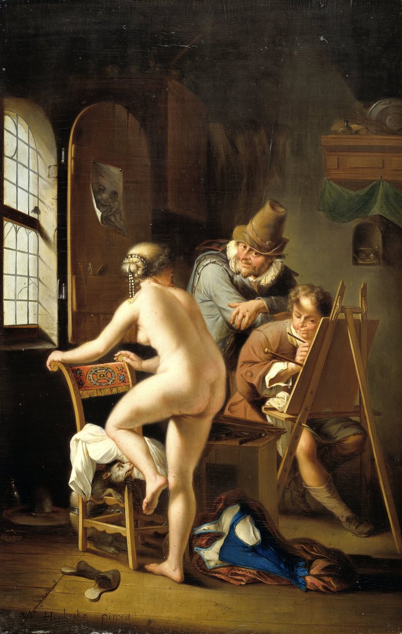 De Schilder en zijn Model door Arnold Houbraken (copy after)