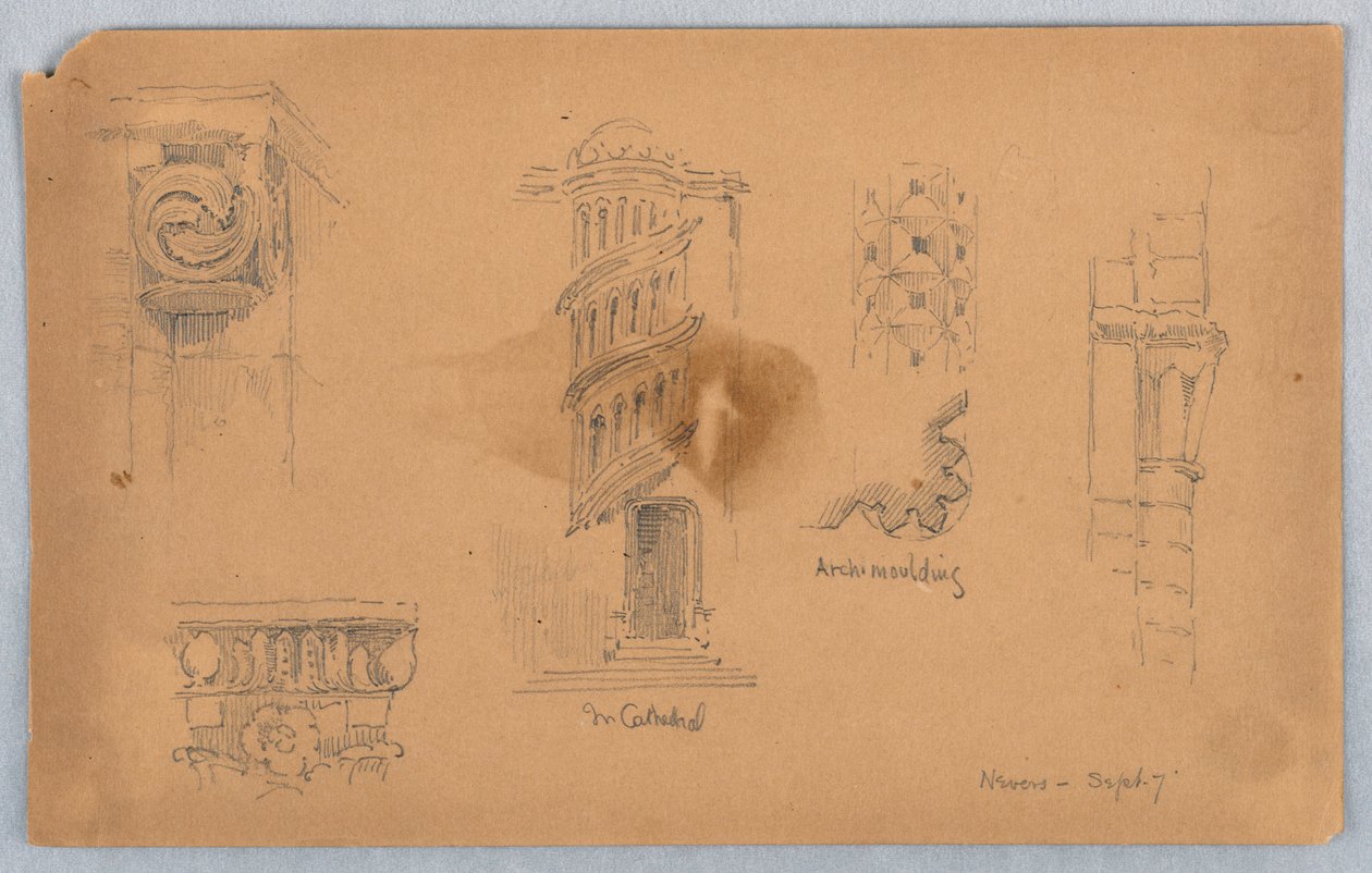 Architectonische Details in Nevers door Arnold William Brunner