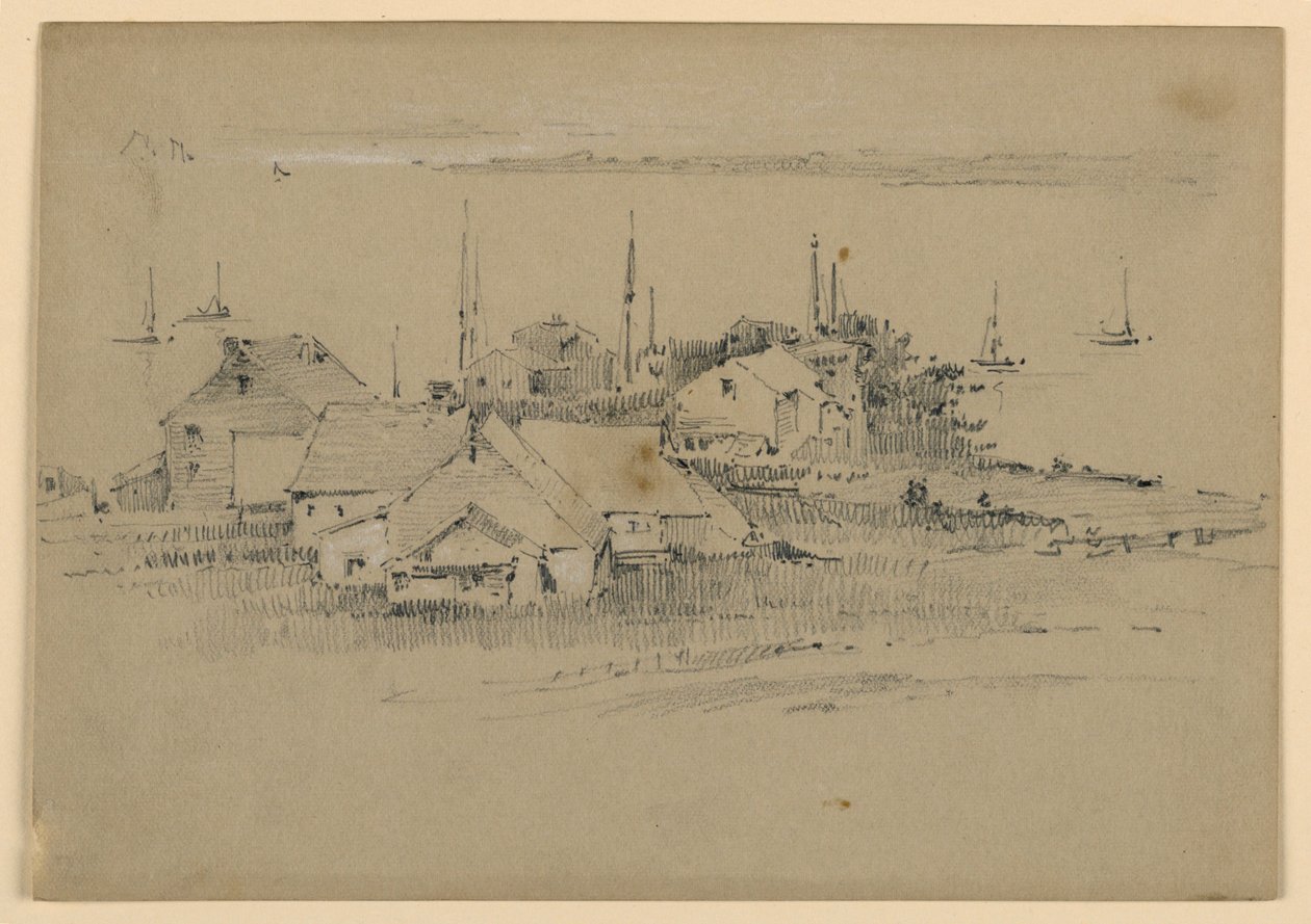 Vissersdorp door Arnold William Brunner