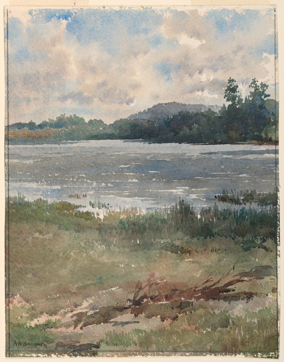 Landschap aan het meer door Arnold William Brunner