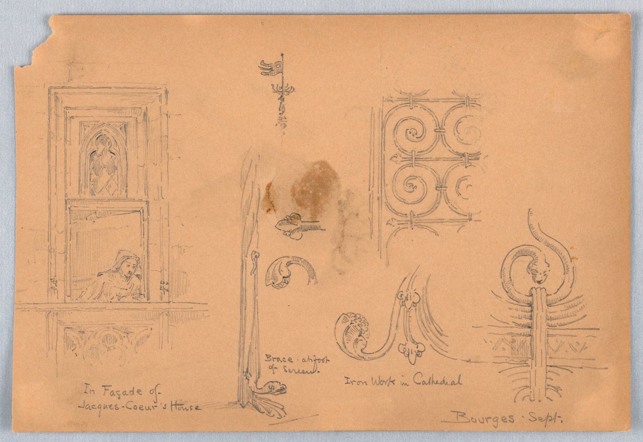 Schetsen in Bourges door Arnold William Brunner