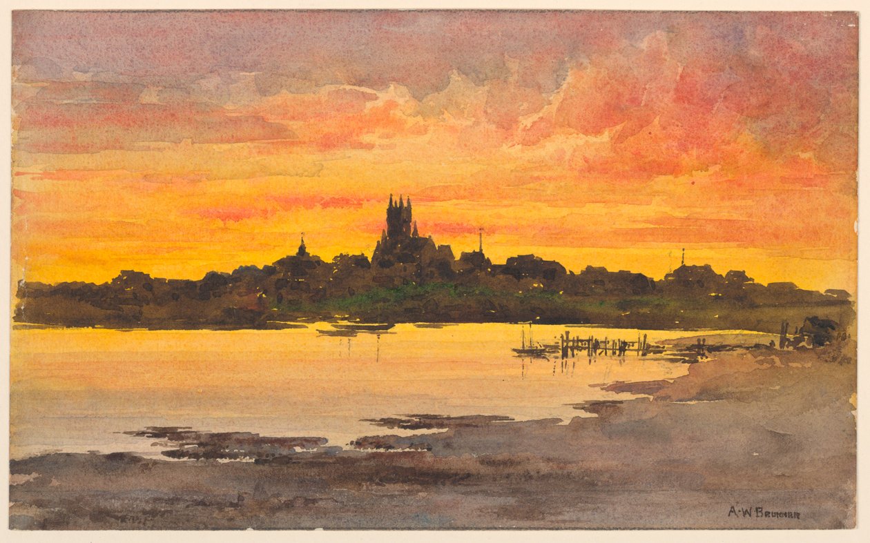 Zonsondergang, Nantucket door Arnold William Brunner