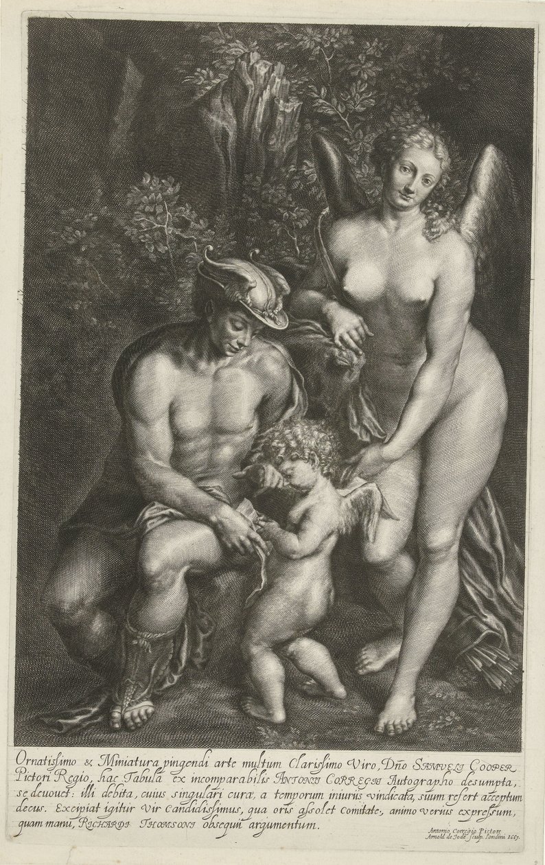 Mercurius en Venus onderwijzen Amor door Arnold de Jode