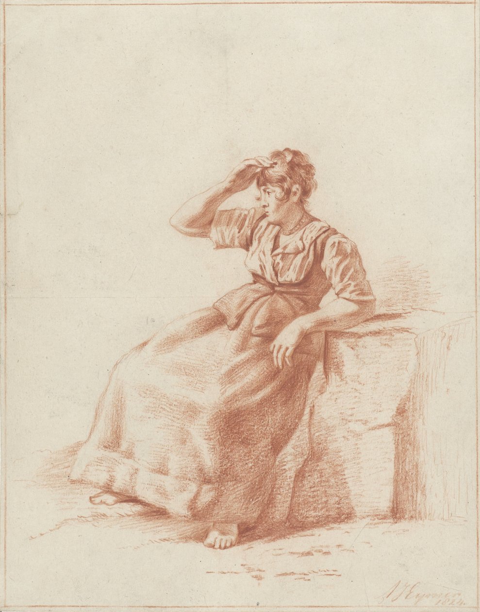 Zittend boerenmeisje door Arnoldus Johannes Eymer