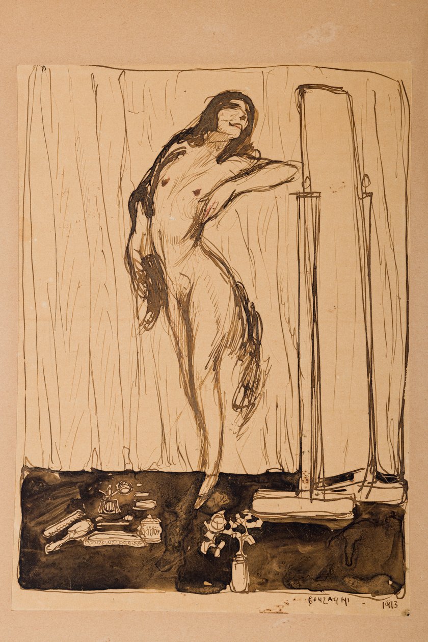 Vrouwelijk naakt, ca. 1910 (tekening) door Aroldo Bonzagni