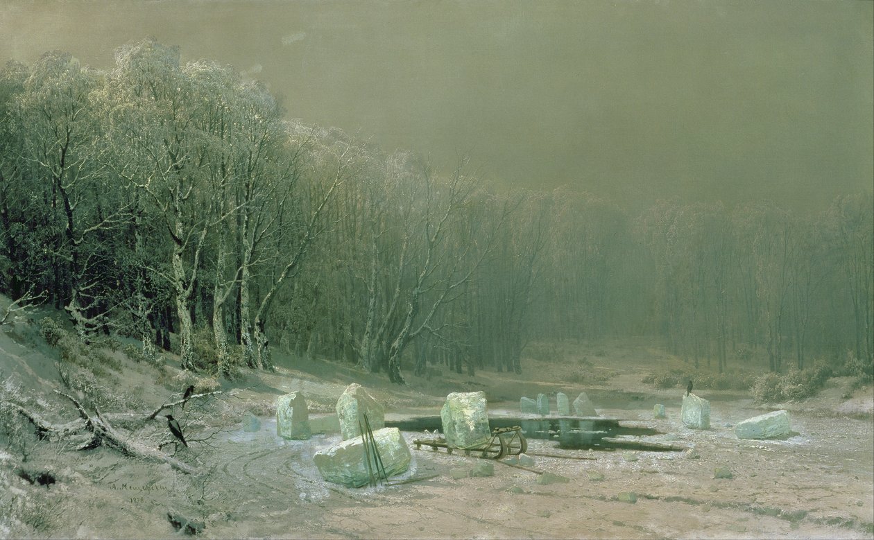 Winter, het afleggen van ijs, 1878 door Arseniy Ivanovich Meshchersky