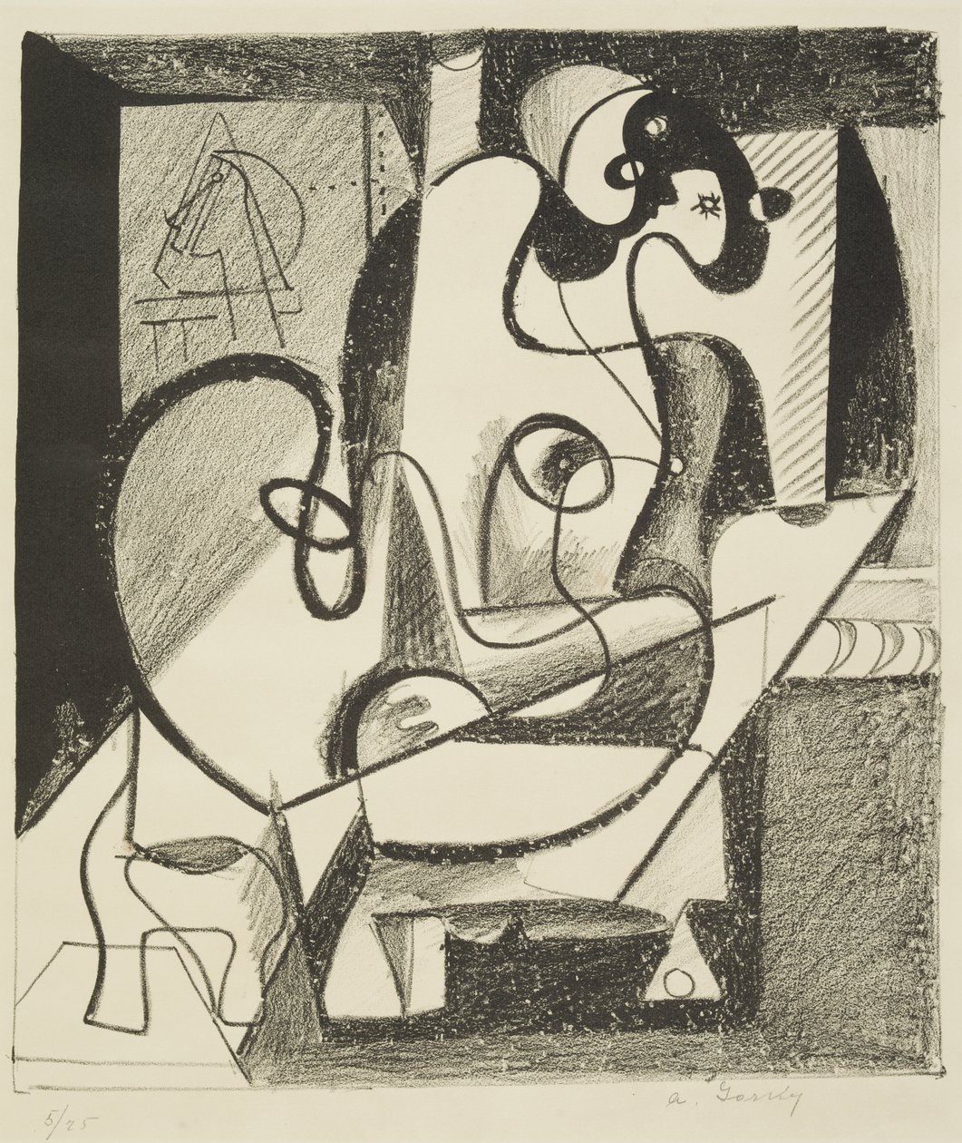 Schilder en model door Arshile Gorky