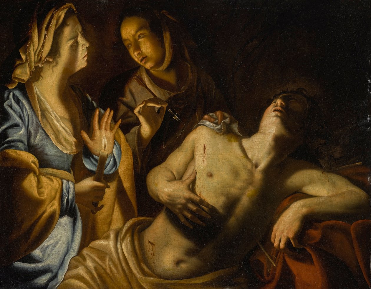Sint Sebastiaan verzorgd door Sint Irene door Artemisia Gentileschi