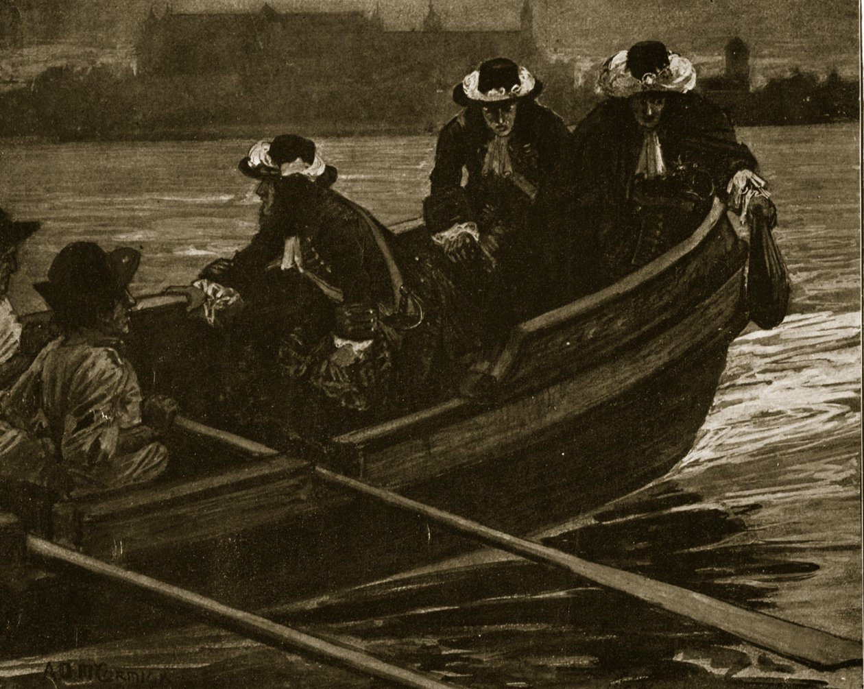 James II laat het Grote Zegel in de Theems vallen door Arthur David McCormick