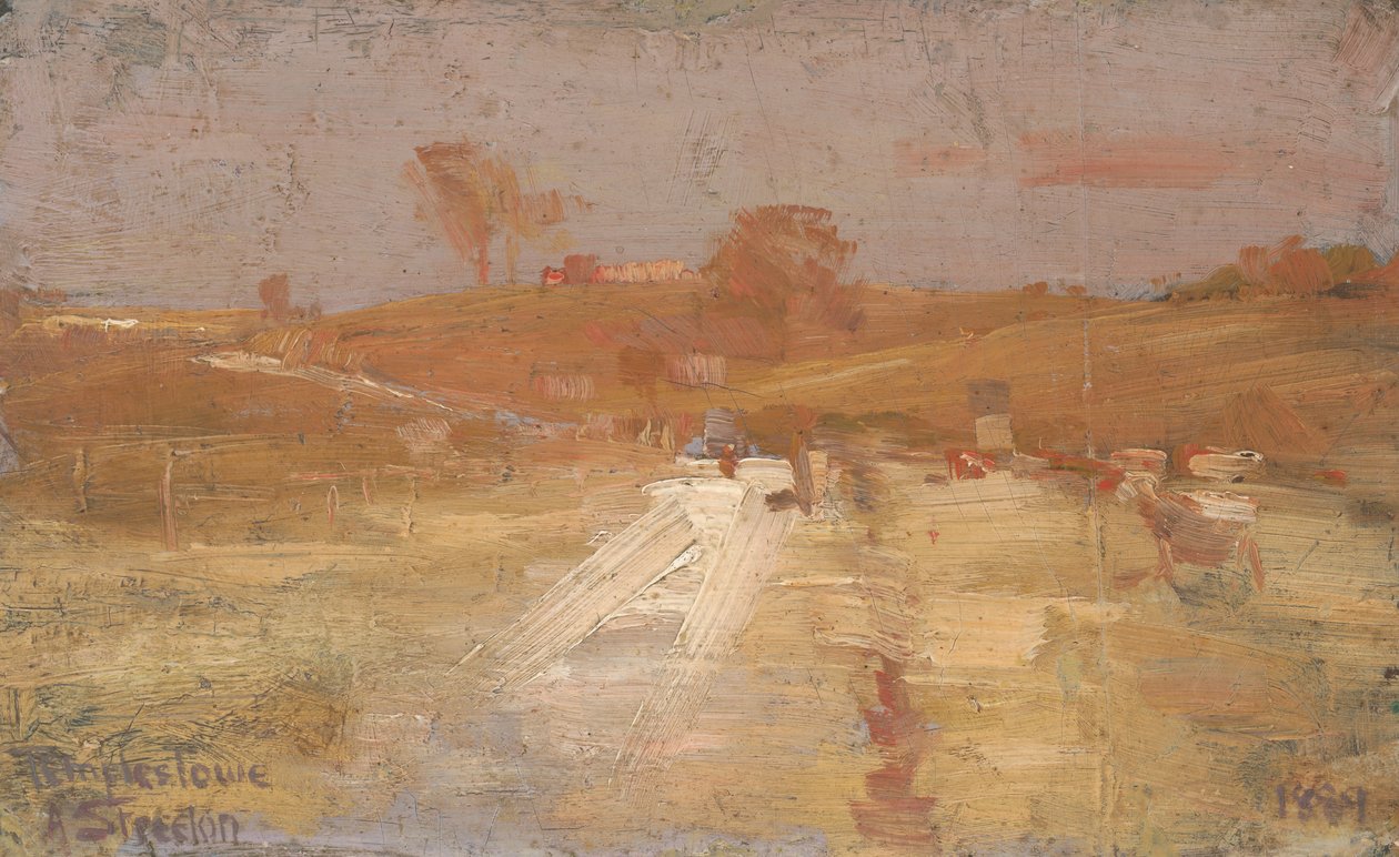 Pastoraal in geel en grijs - een kleurimpressie van Templestowe door Arthur Streeton