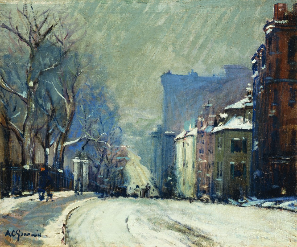 Beacon Street in de winter door Arthur Clifton Goodwin
