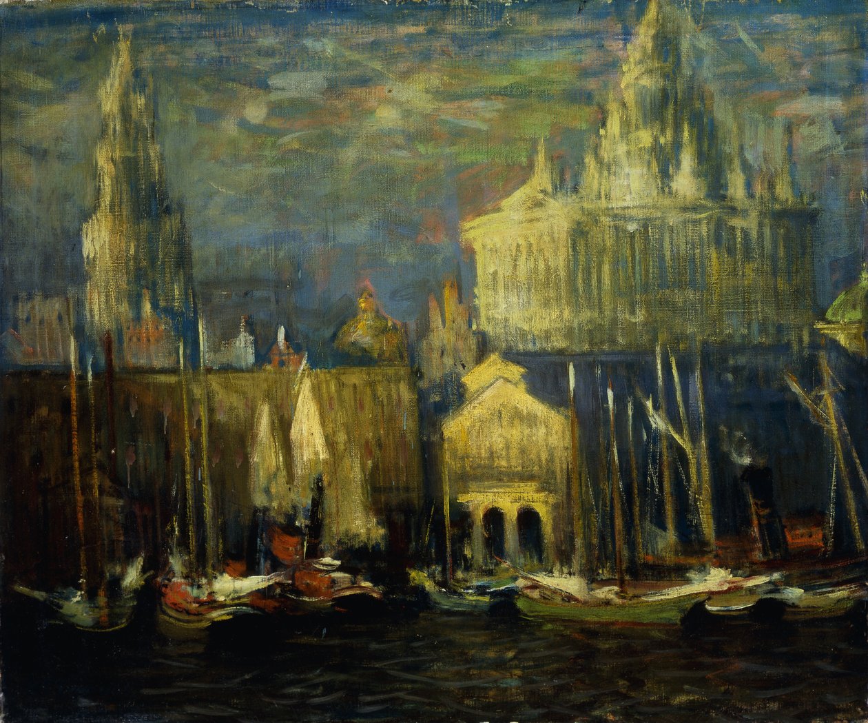 Waterfront van New York door Arthur Clifton Goodwin