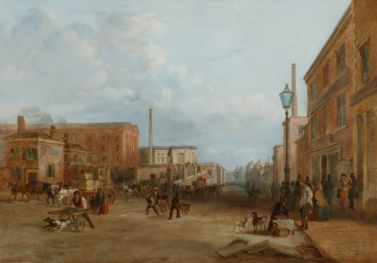 London Road, Manchester door Arthur Fitzwilliam Tait