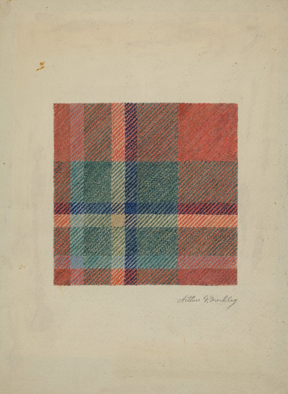Geruite wollen deken, ca. 1938 door Arthur G. Merkley