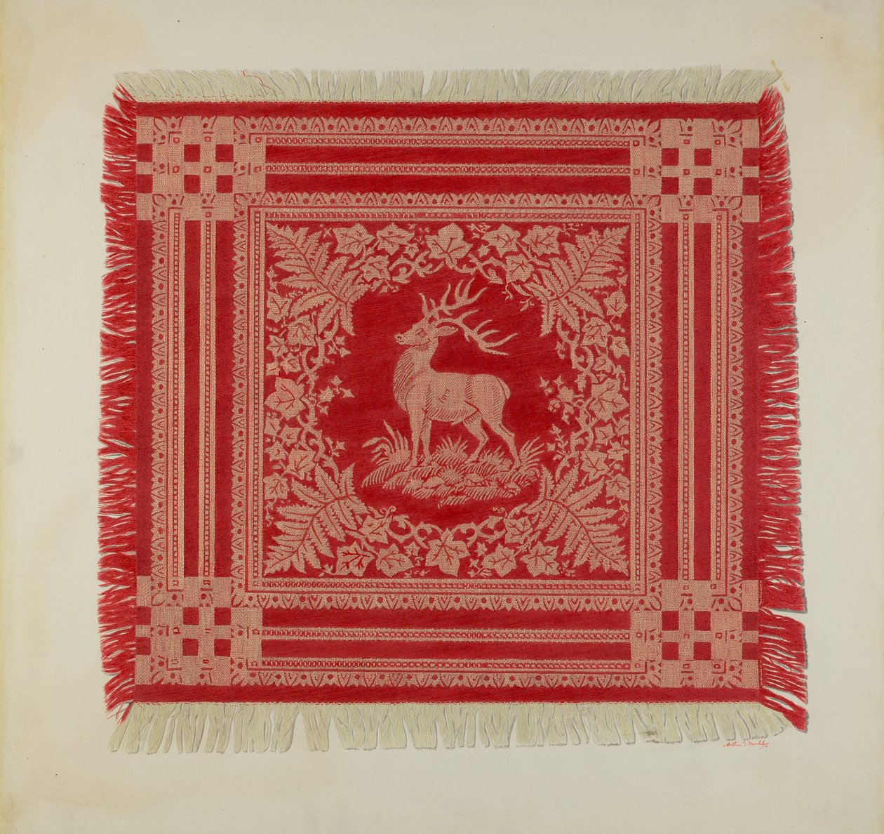 Rood en wit servet (hertontwerp) door Arthur G. Merkley