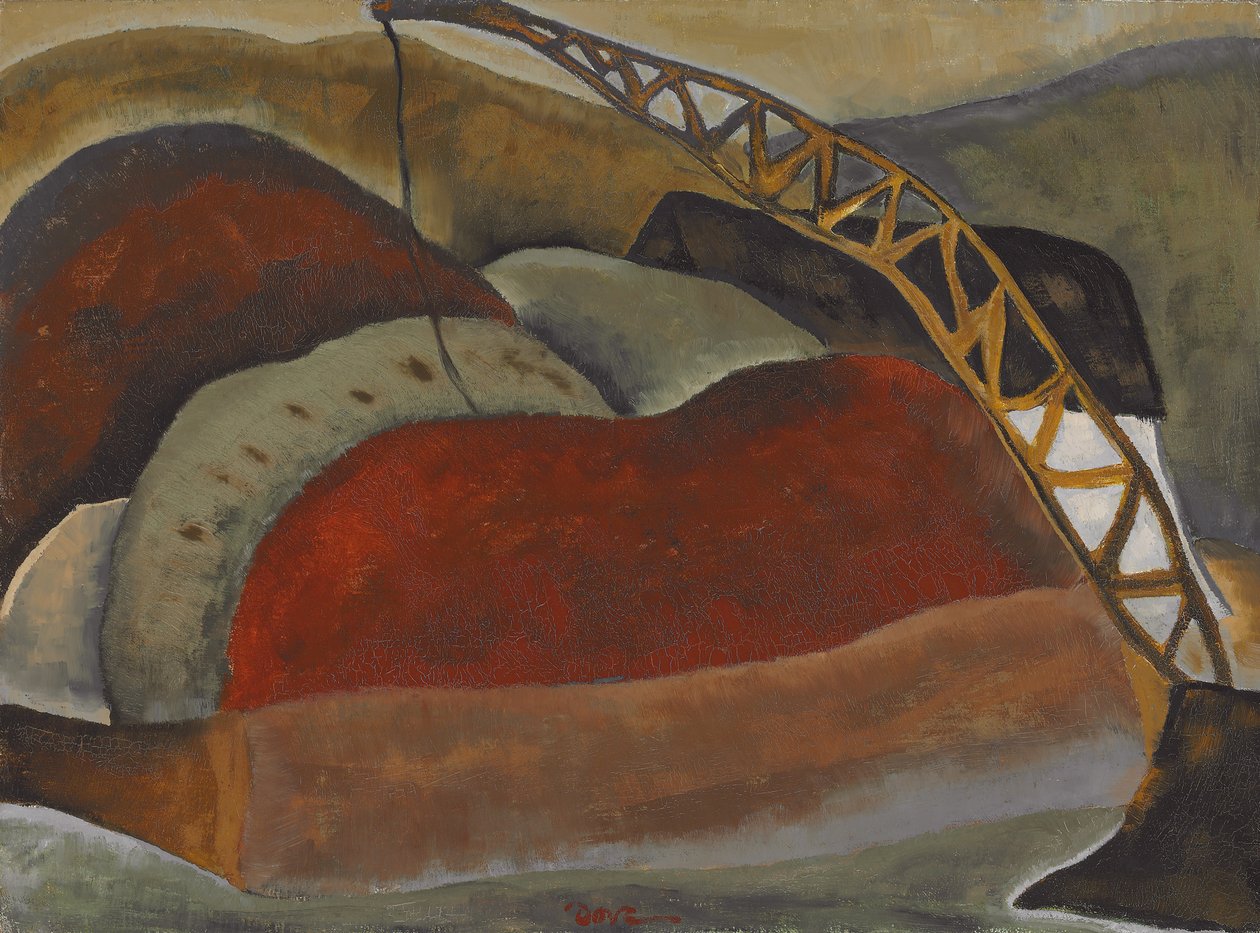 Cinder Barge en Derrick door Arthur Garfield Dove