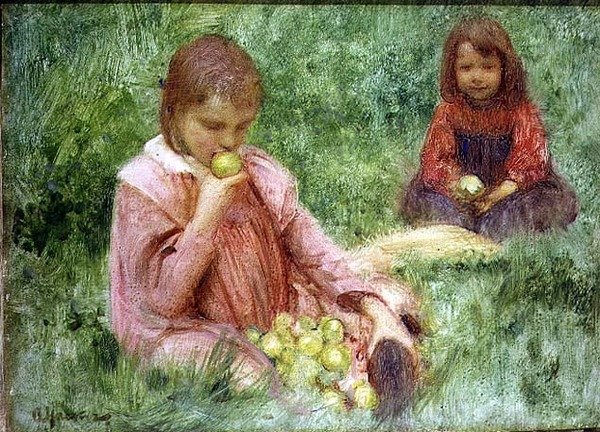 In de Boomgaard door Arthur Hacker