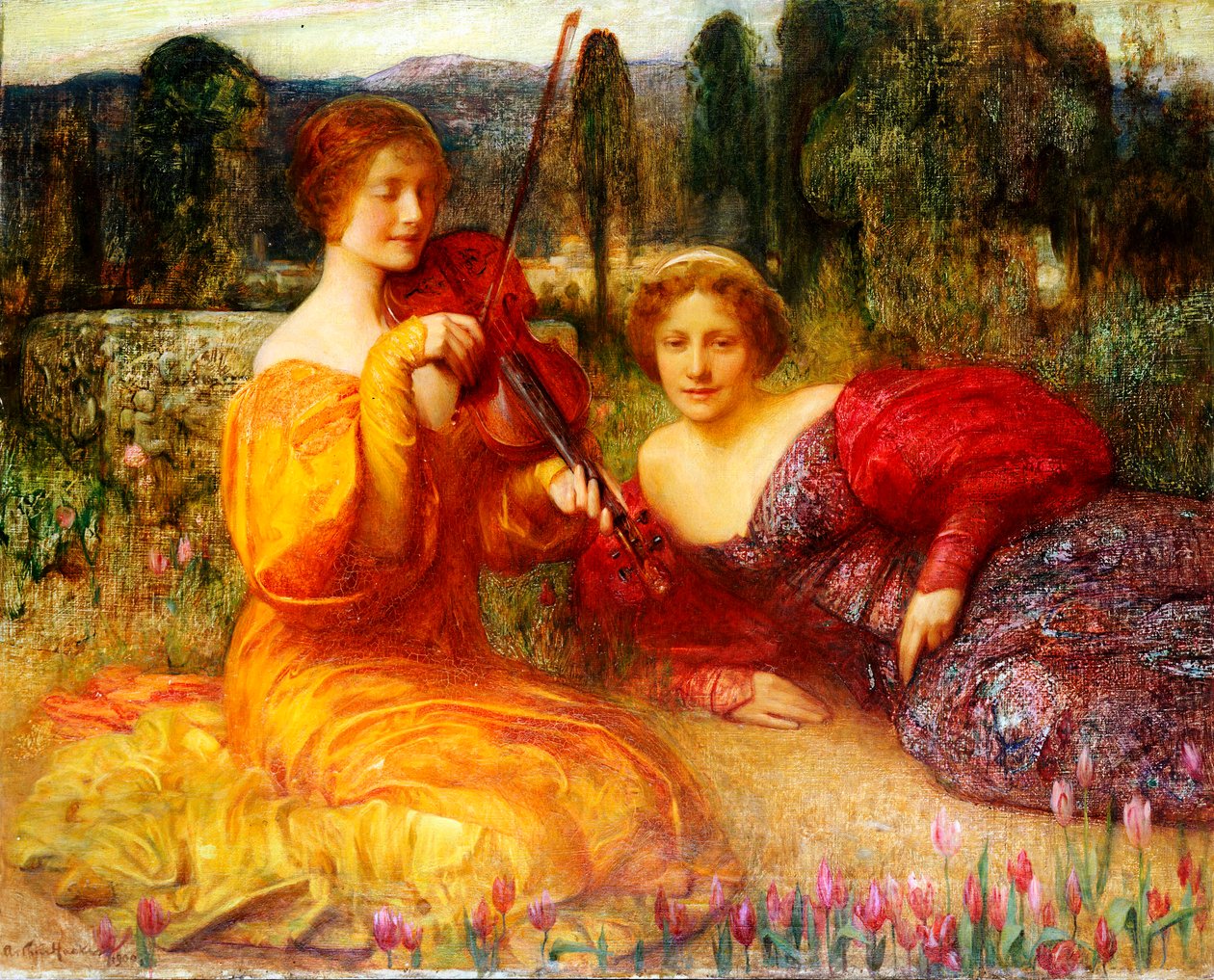 Musicienne du Silence door Arthur Hacker