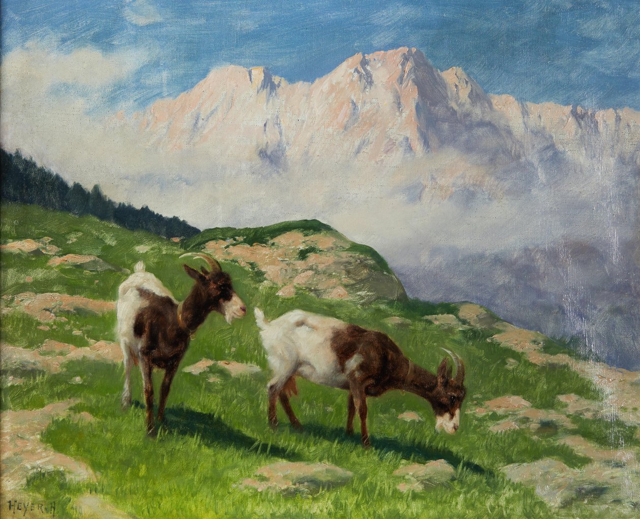 Arthur Heyer geiten in een berglandschap door Arthur Heyer