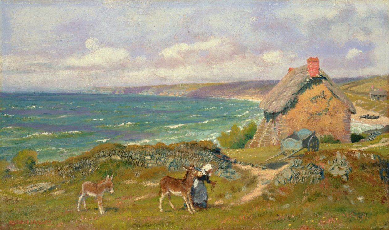 Een kustscène in het westen van het land door Arthur Hughes