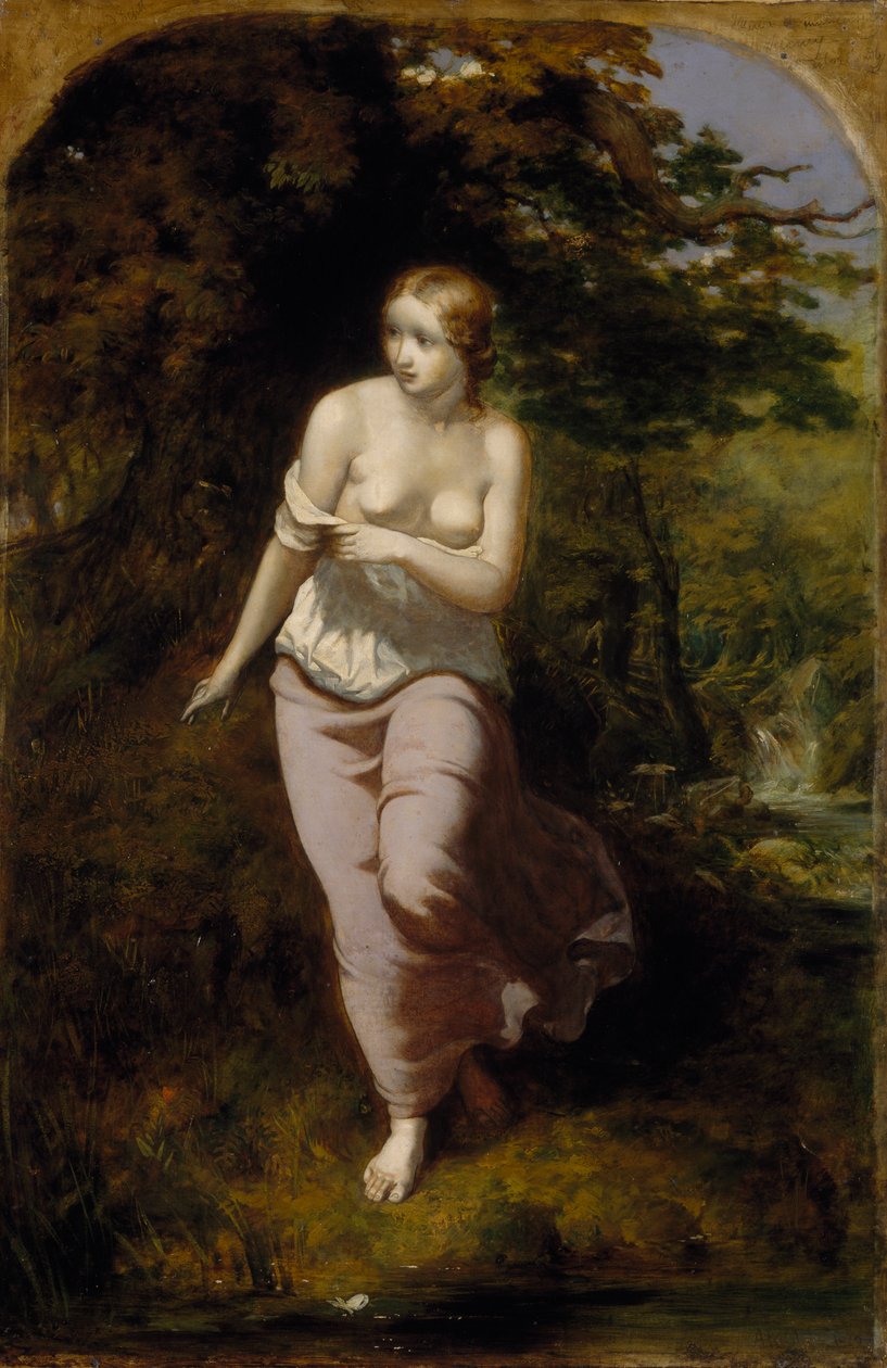 Musidora badend, 1849 door Arthur Hughes
