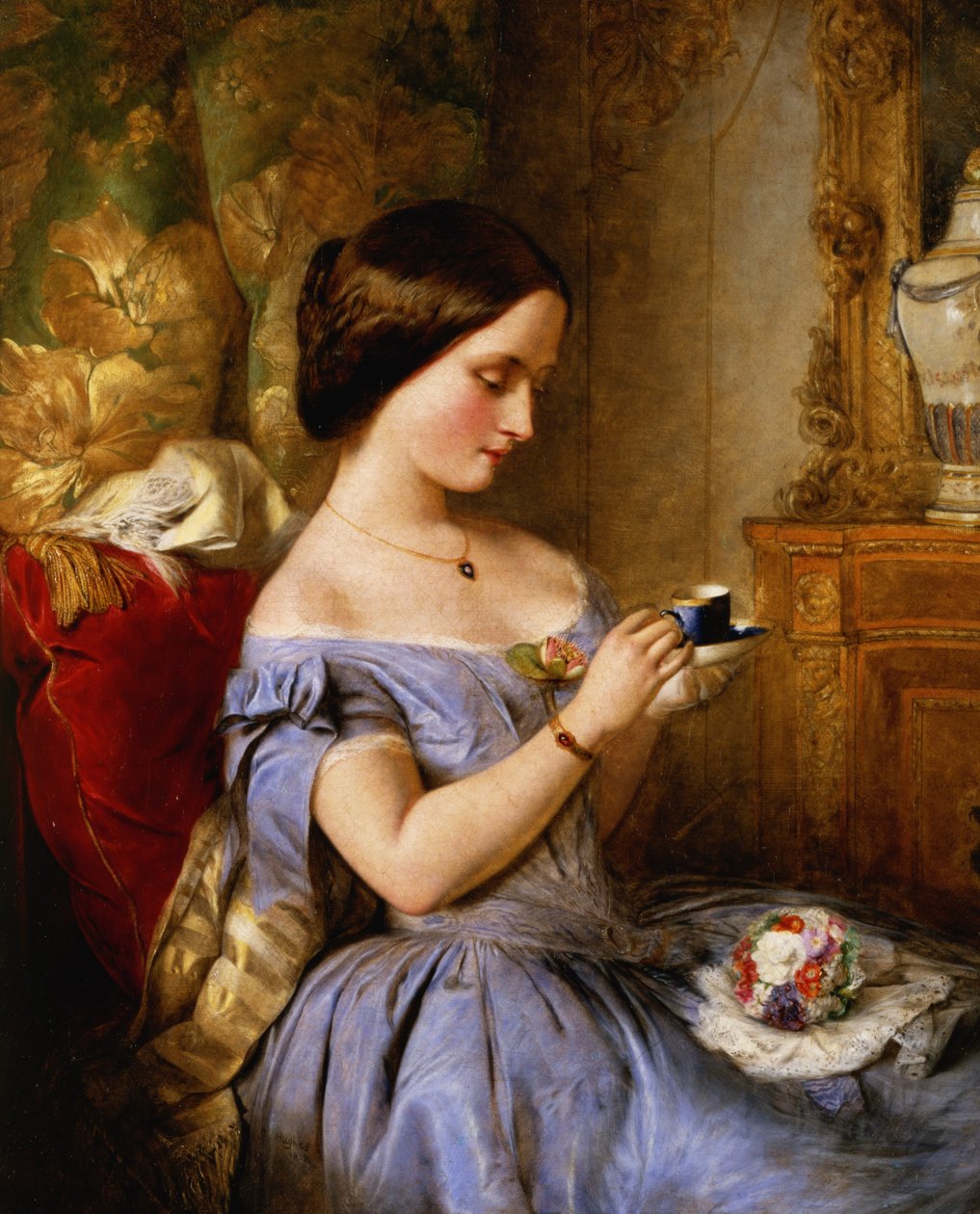 Thee drinken in de salon door Arthur Hughes