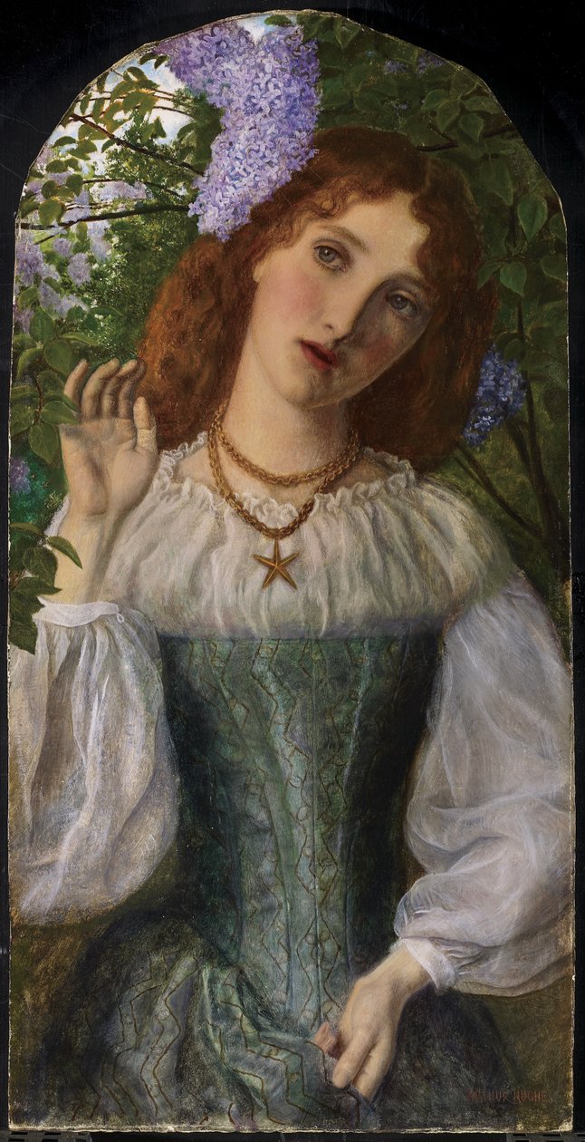 De Dame met de Seringen, 1863 door Arthur Hughes