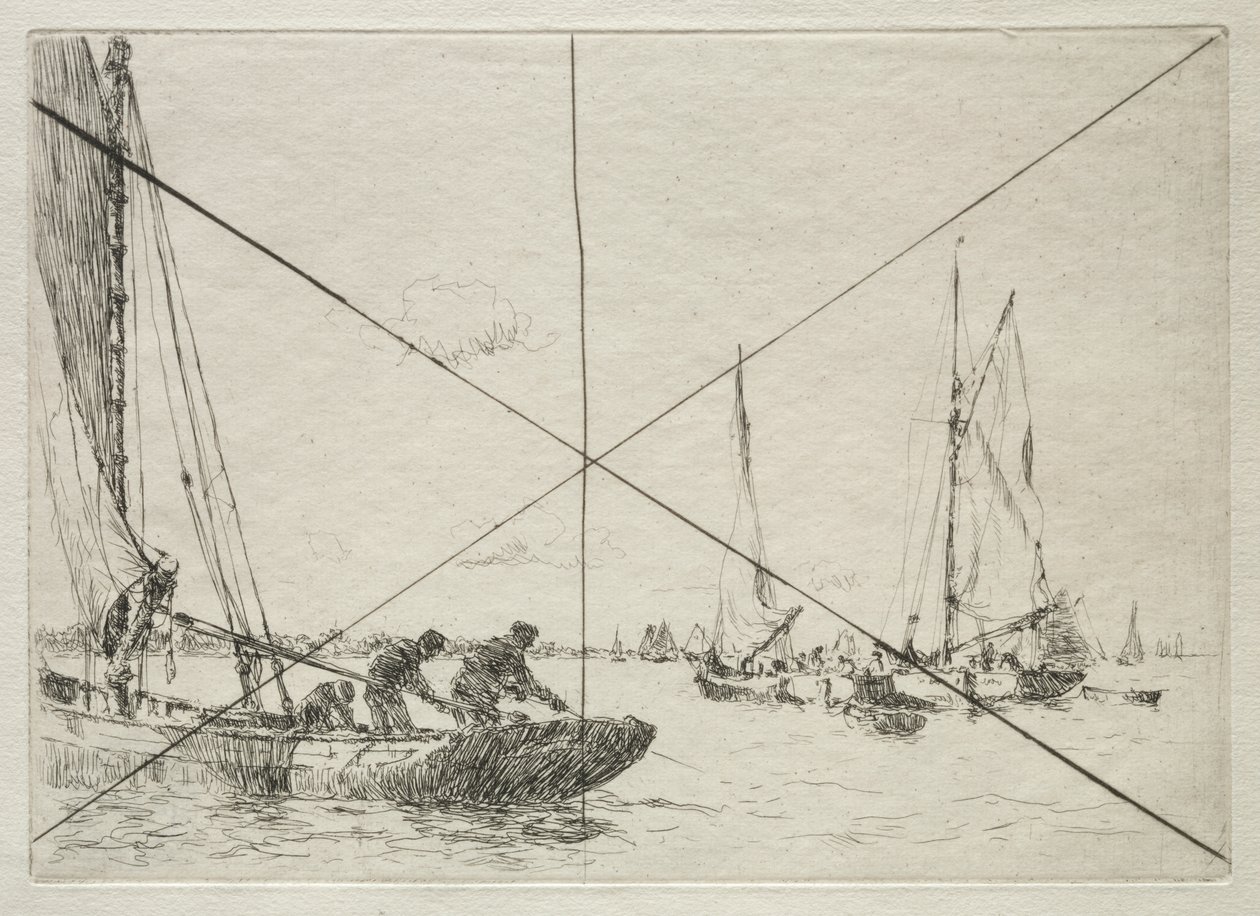 Oestervissen, West Mersea door Arthur John Trevor Briscoe