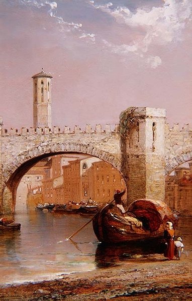 De oude brug, Verona door Arthur Joseph Meadows