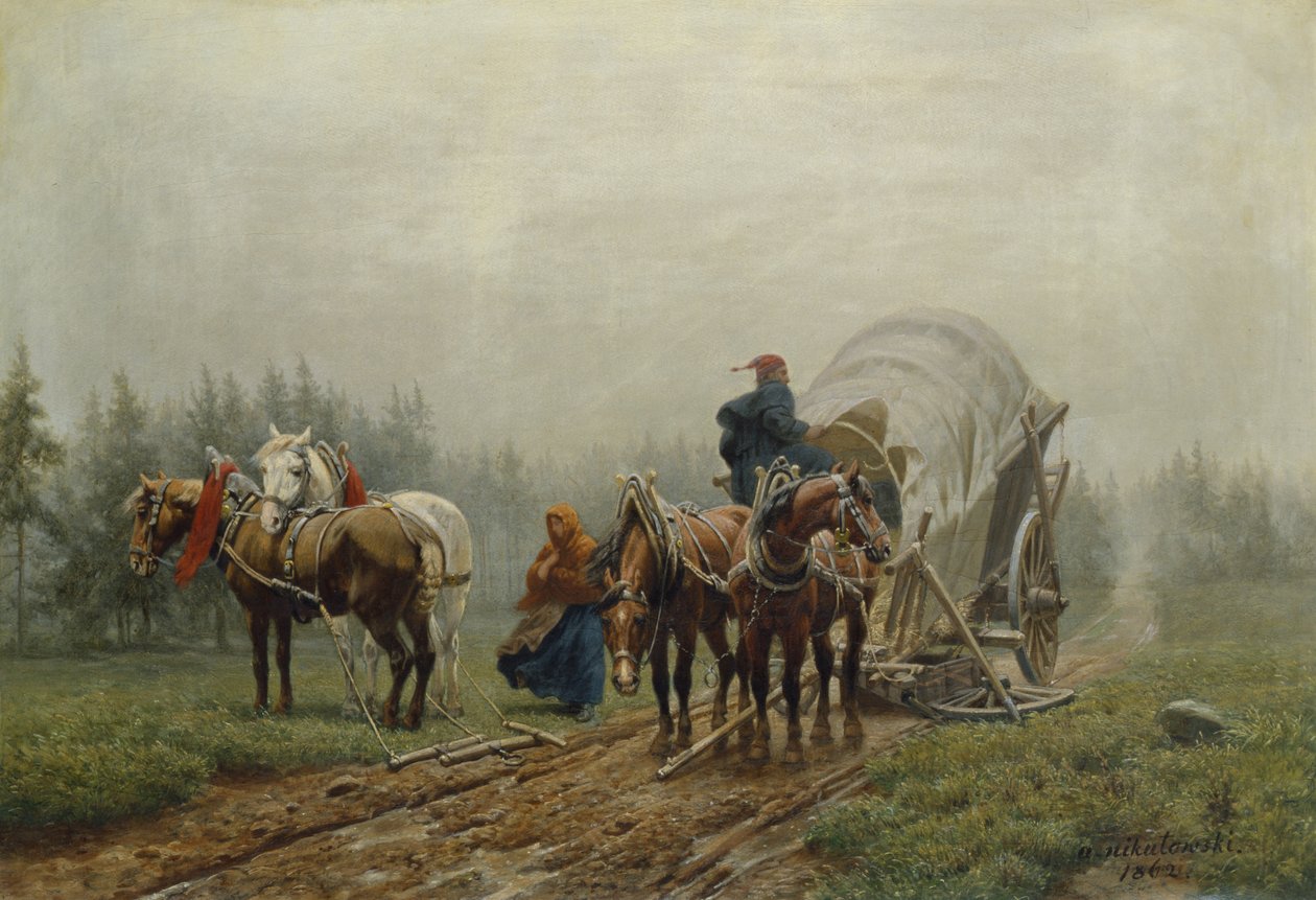 De gebroken vrachtwagen, 1862 door Arthur Nikutowski