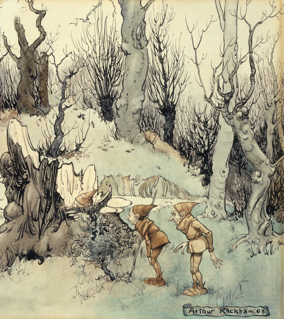 Elfen in een bos, 1908 door Arthur Rackham