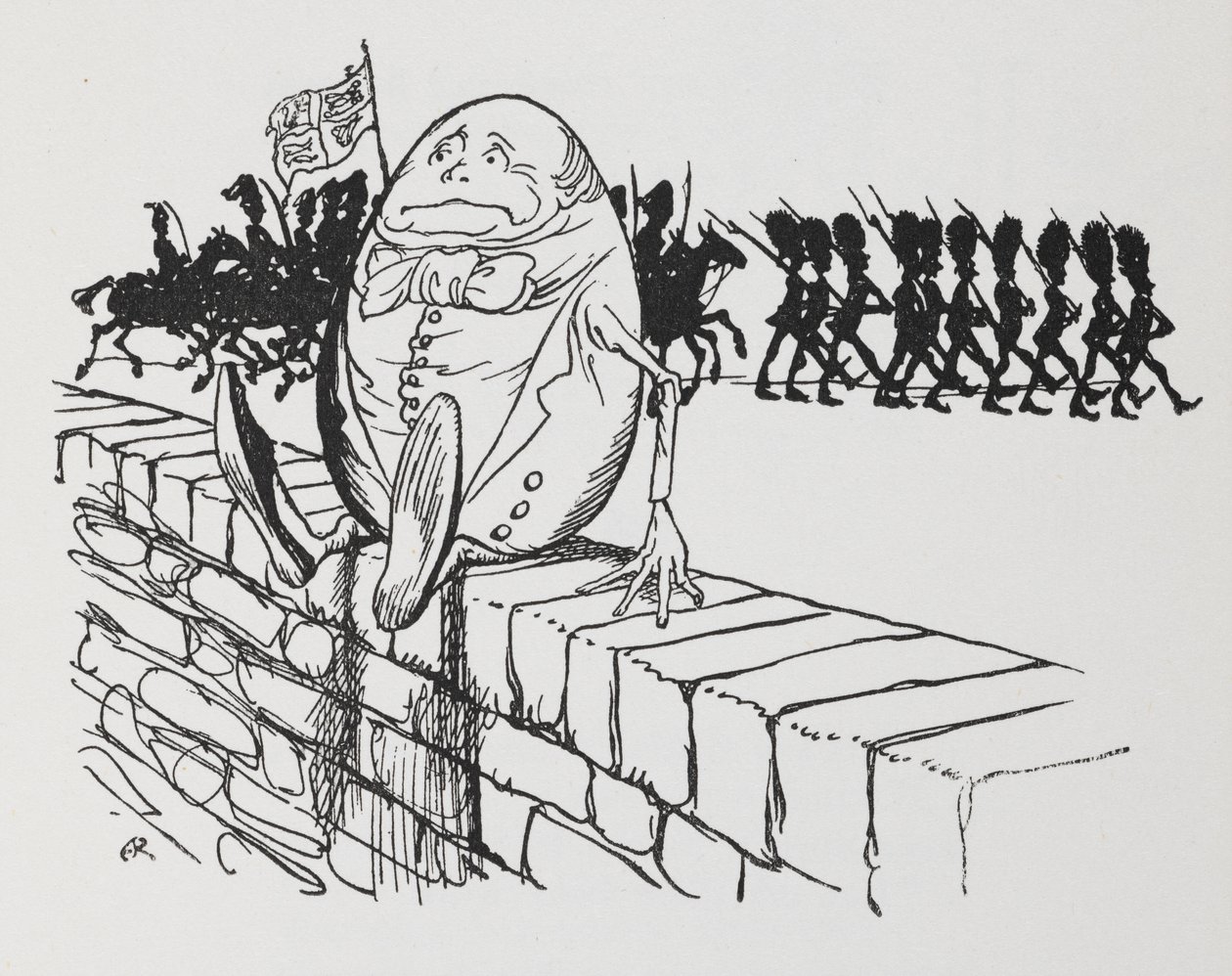 Humpty Dumpty zat op een muur door Arthur Rackham
