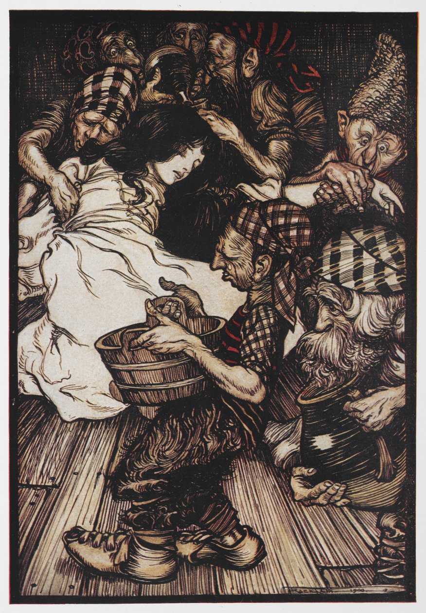 Sneeuwwitje met de zeven dwergen door Arthur Rackham