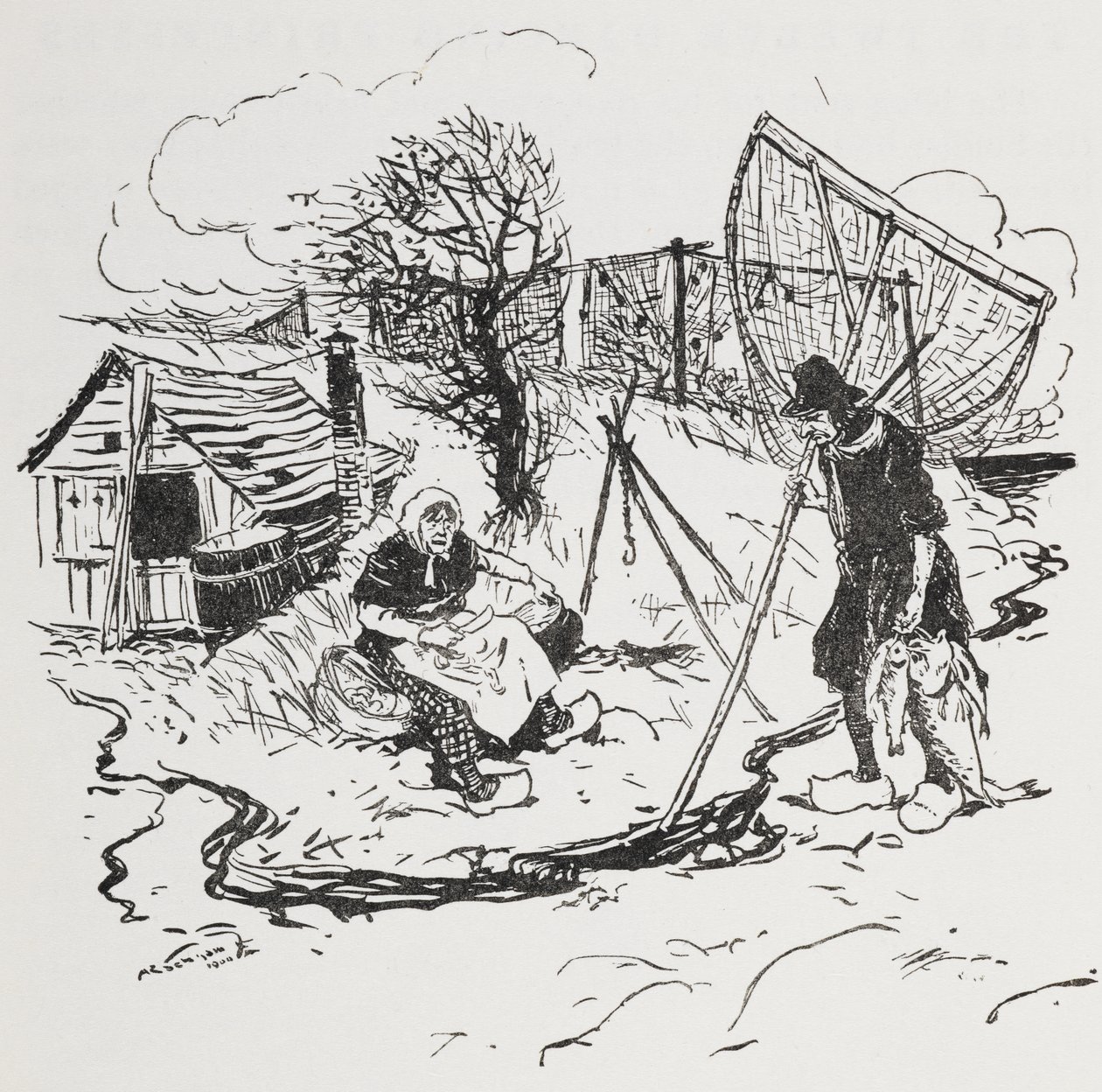 De visser en zijn vrouw door Arthur Rackham