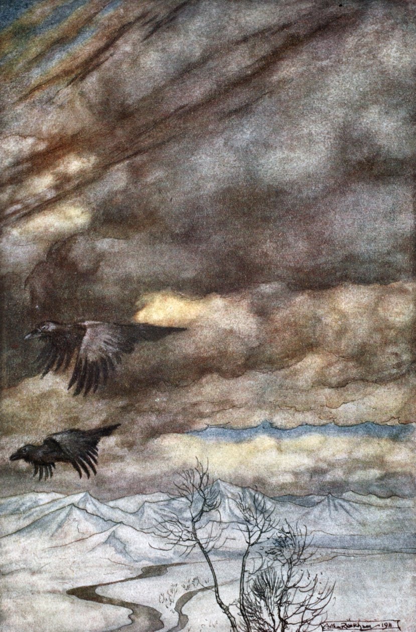 De raven van Wotan door Arthur Rackham
