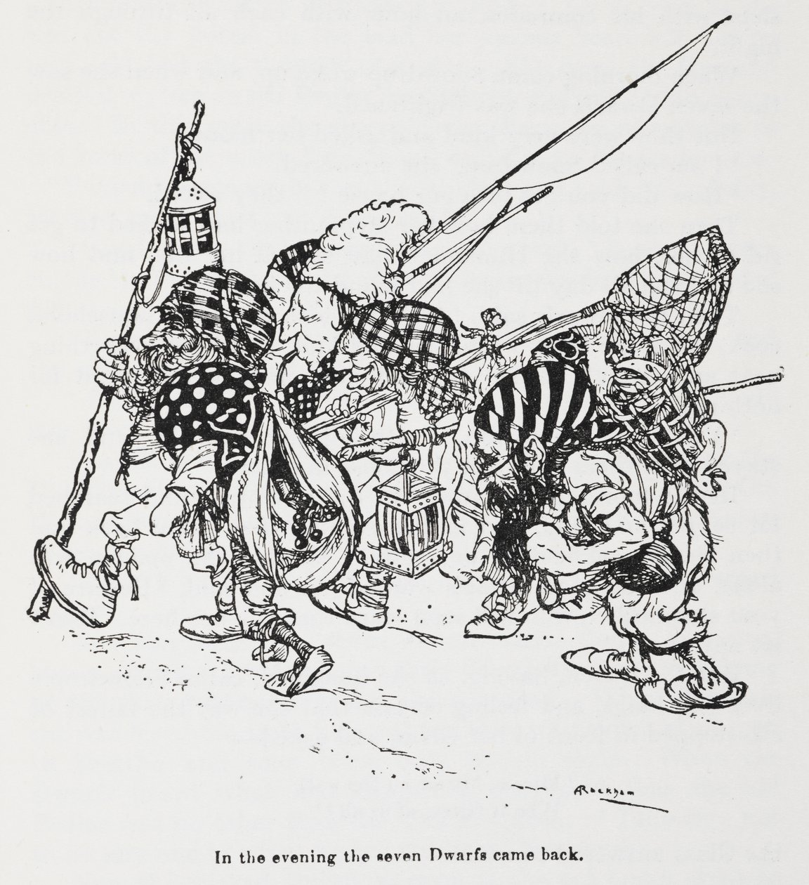De zeven dwergen uit Sneeuwwitje door Arthur Rackham