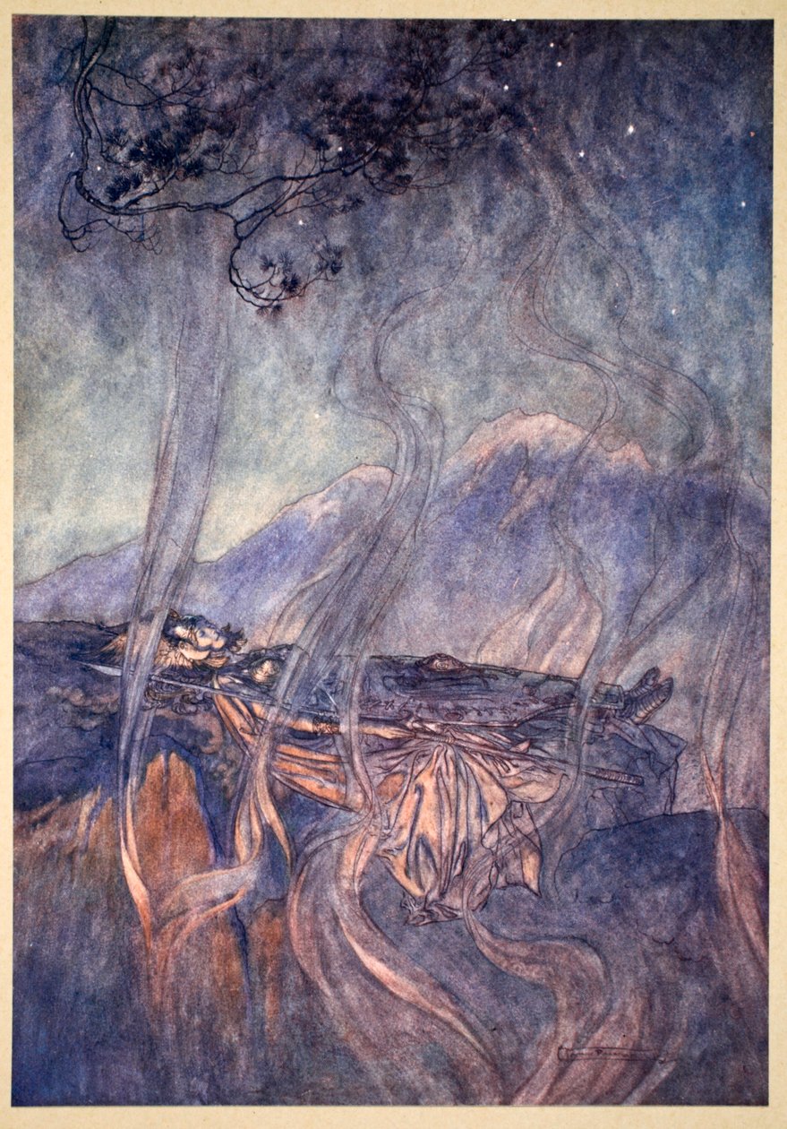 De slaap van Brunnhilde, 1910 door Arthur Rackham