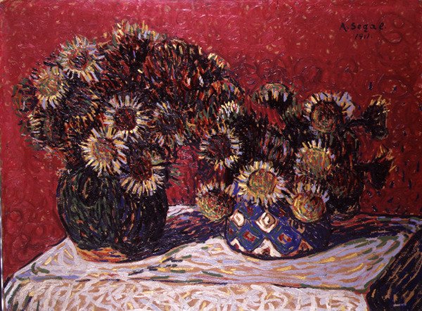 Twee vazen met bloemen door Arthur Segal
