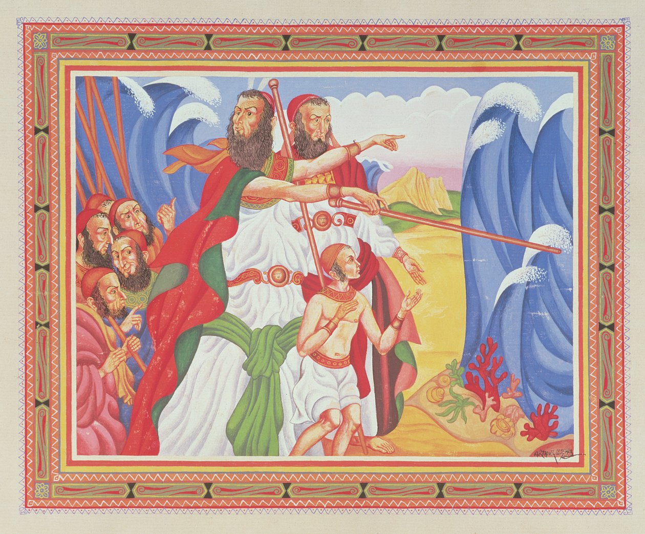 De Scheiding van de Rode Zee door Arthur Szyk