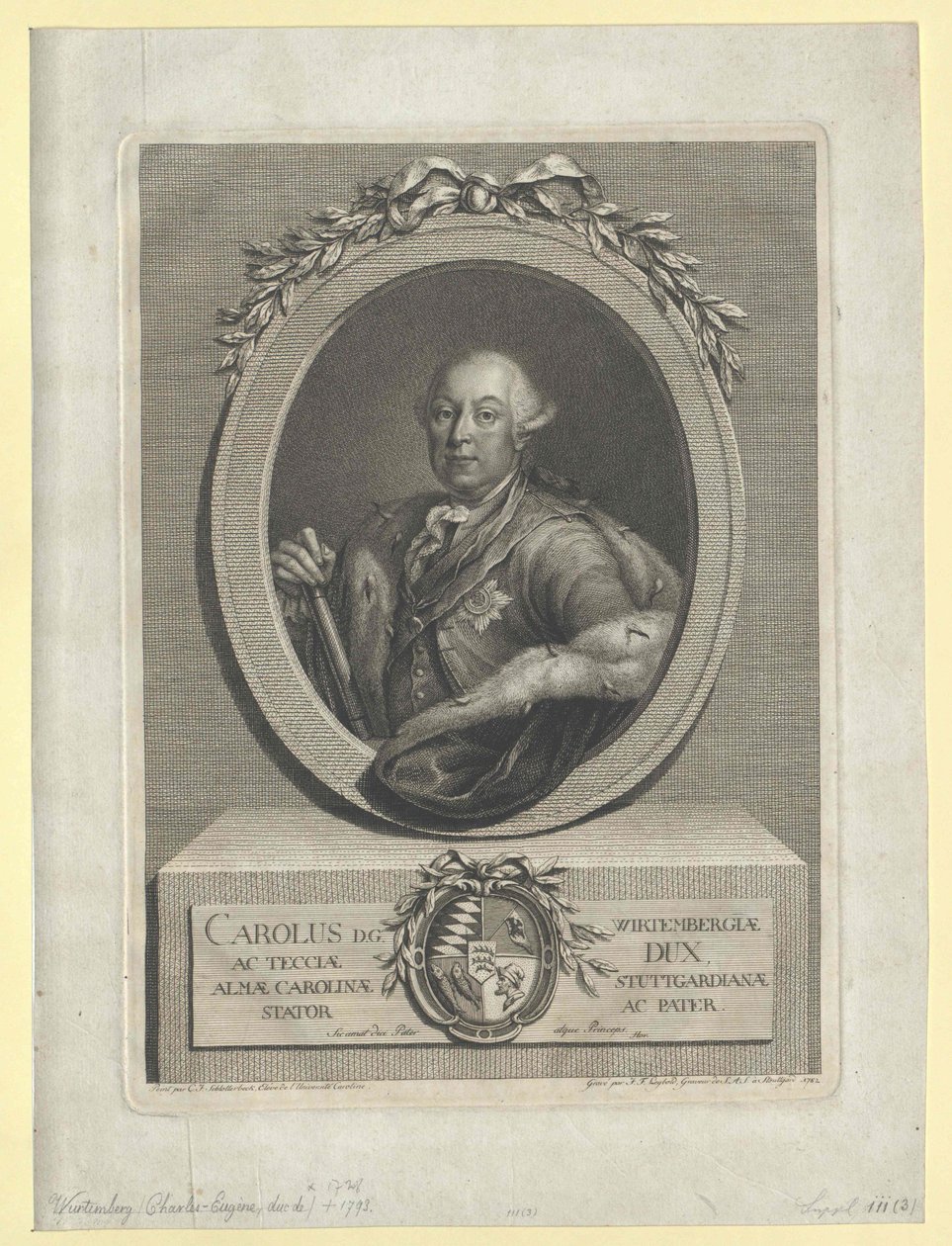 Hertog van Württemberg Karel II Eugene door Artist Unknown