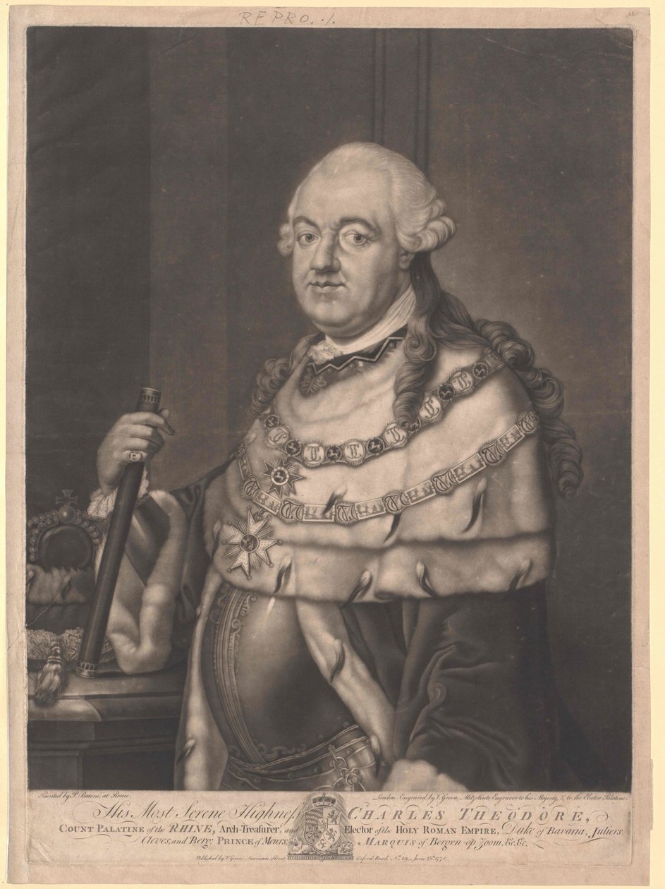 Keurvorst van Beieren Karl Theodor door Artist Unknown