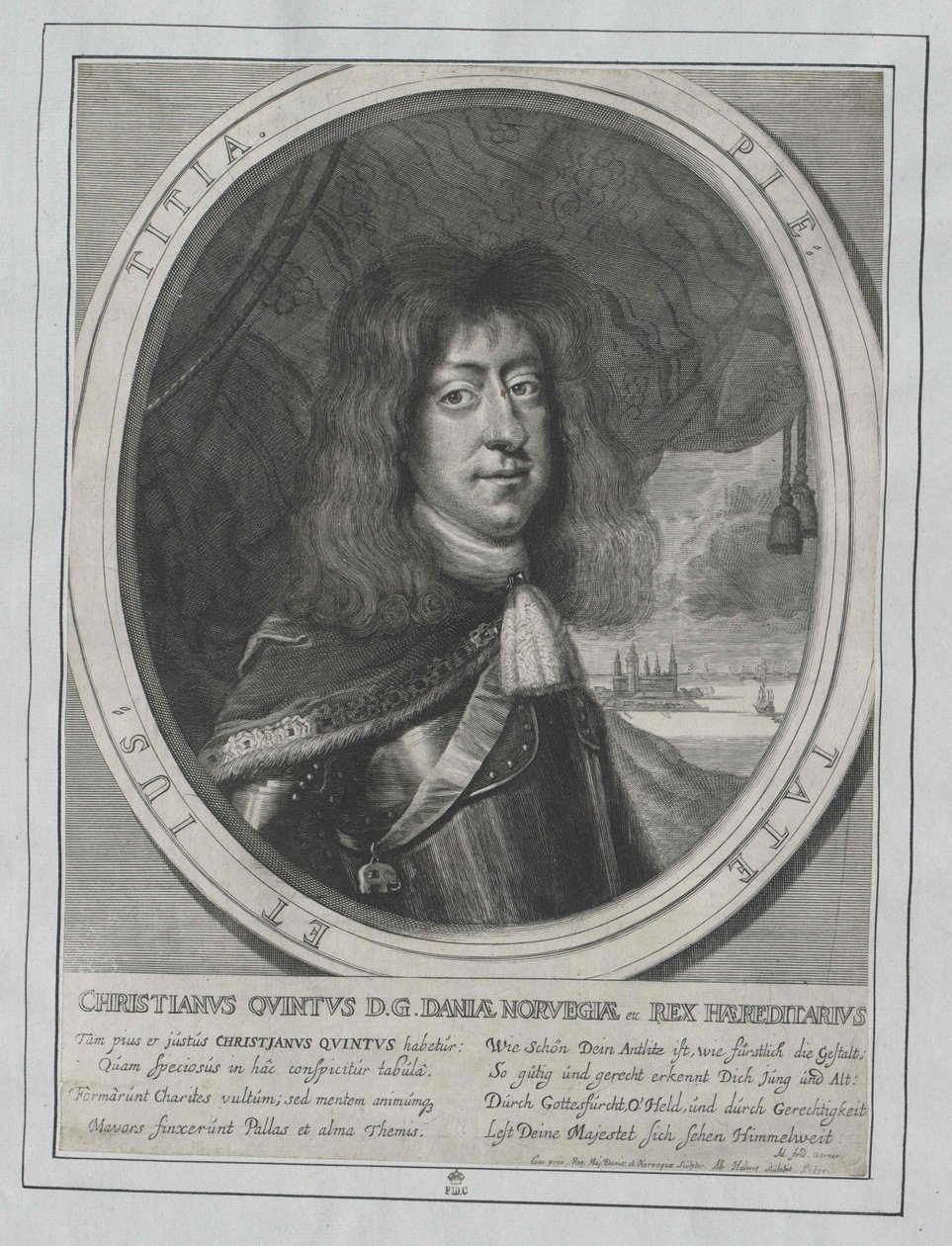 Koning van Denemarken Christian V. door Artist Unknown