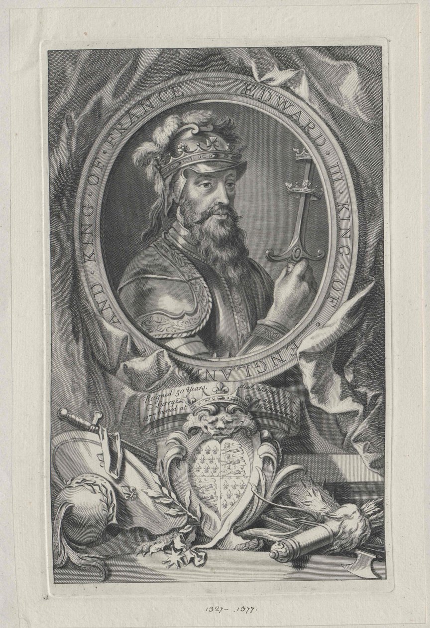 Engelse koning Edward III (afdruk) door Artist Unknown