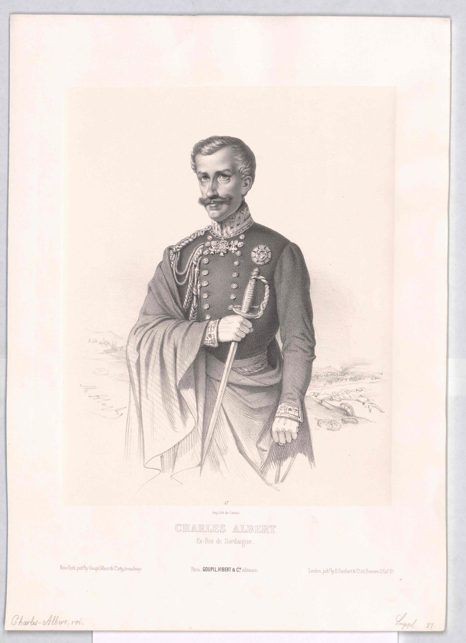 Koning van Sardinië Karel Albert door Artist Unknown