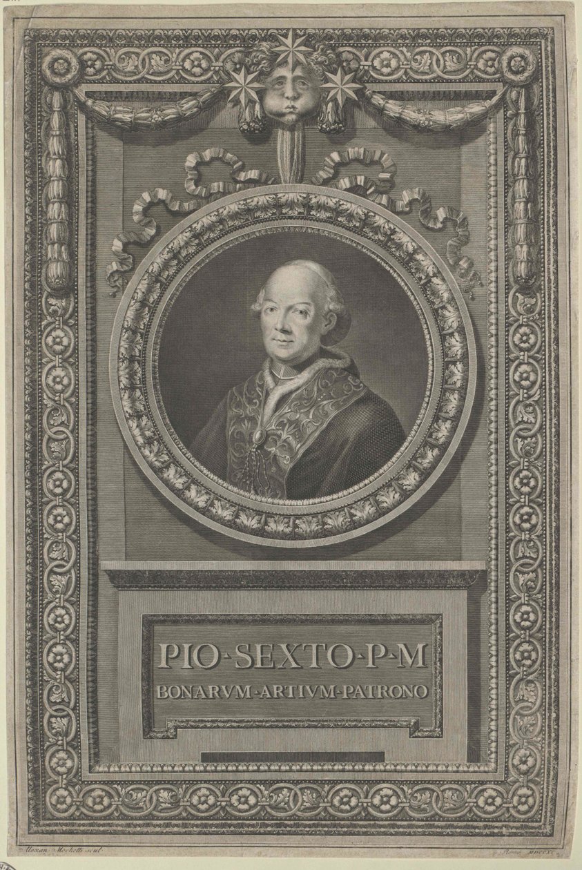Paus Pius VI (prent) door Artist Unknown