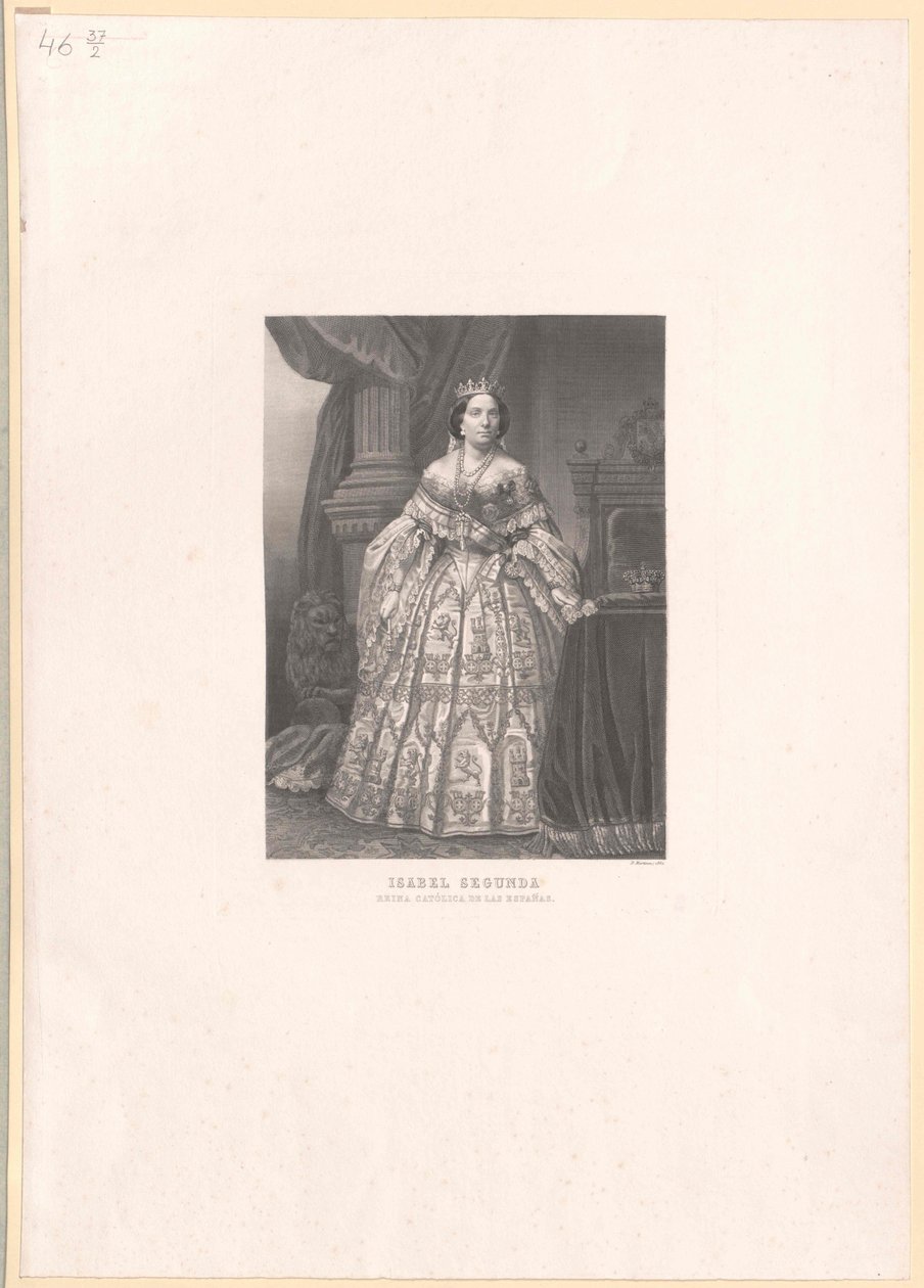 Koningin van Spanje Isabella II door Artist Unknown