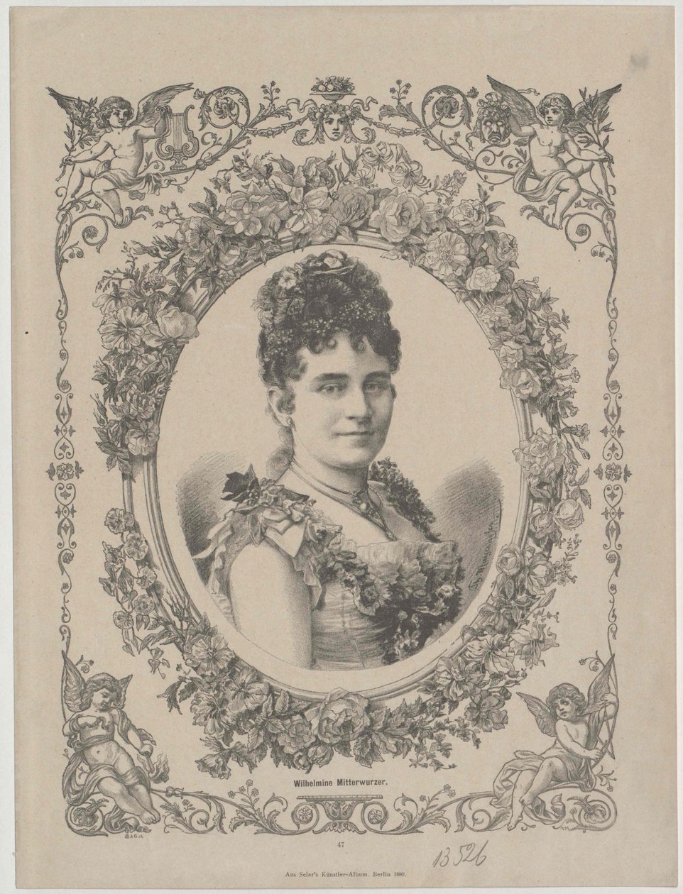 Wilhelmine Mitterwurzer (afdruk) door Artist Unknown
