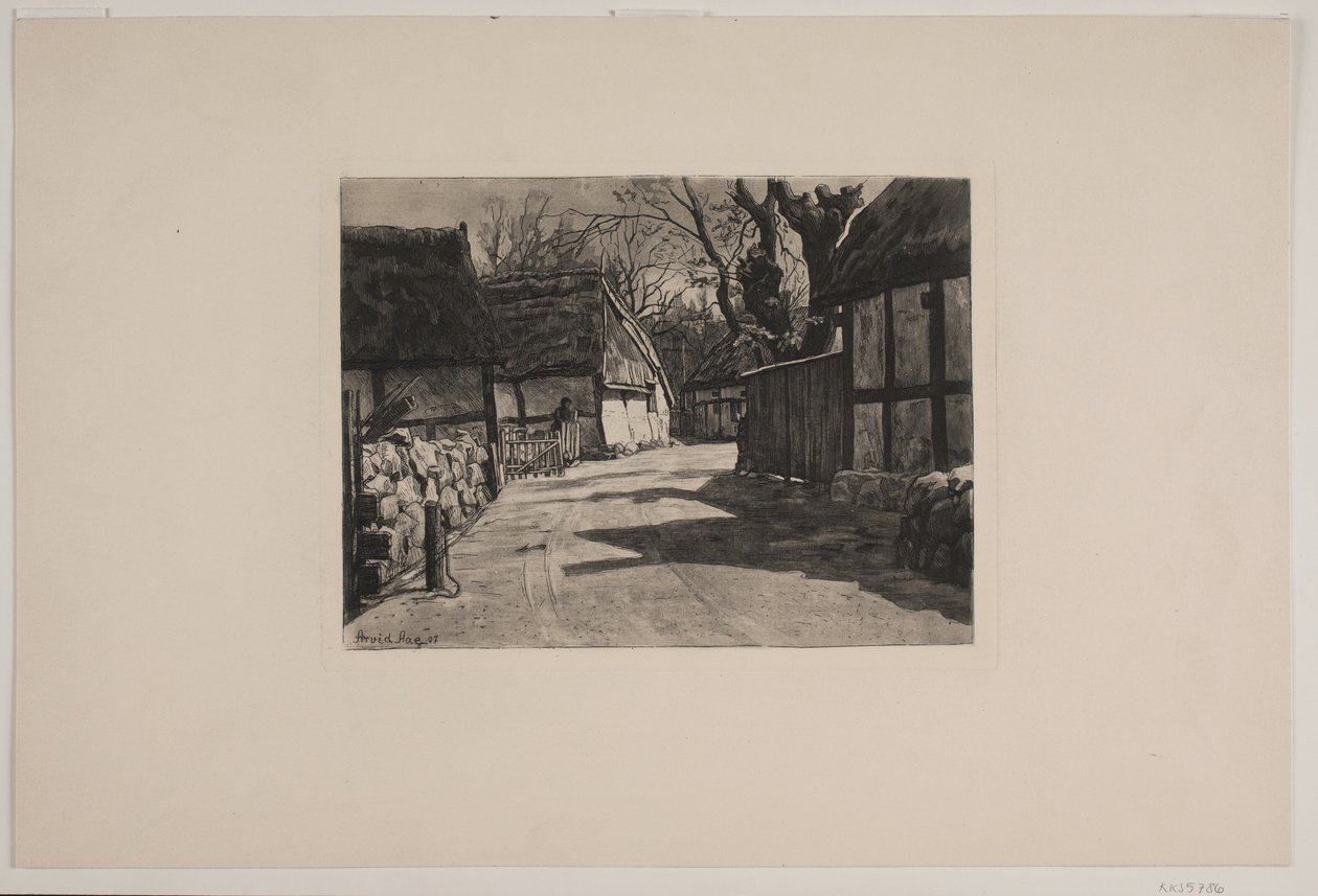 Een dorpsstraat door Arvid Aae