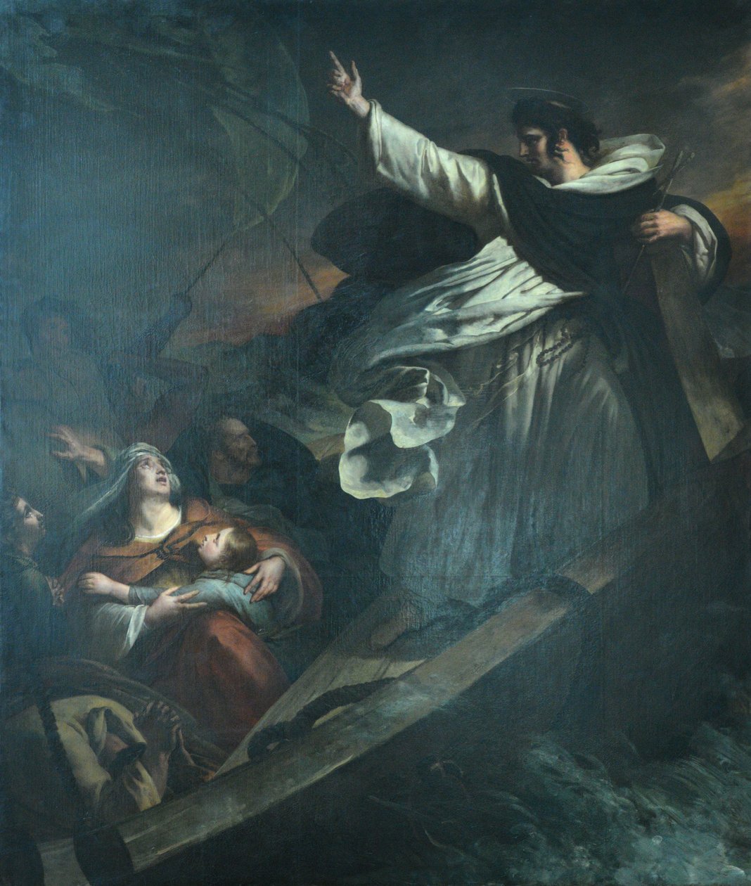 Sint Thomas van Aquino predikend vertrouwen in God tijdens de storm door Ary Scheffer