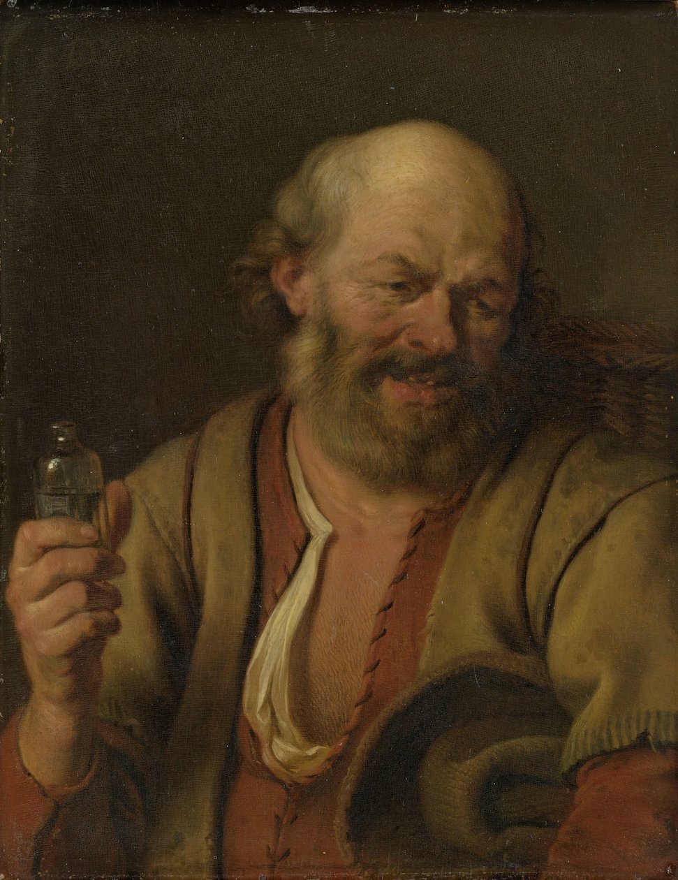 Een man met een jeneverfles door Ary de Vois